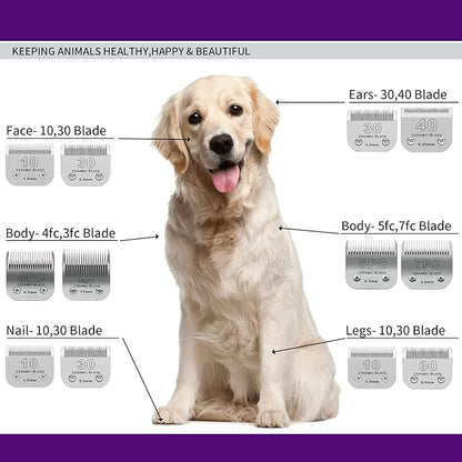 10 Pack Detachable Pet Dog Grooming Clipper Ceramic Blade Sets,Compatible with Andis Size 10 Cut Length 1/16"(1.5mm),Compatible with andis/Oster A5/Wahl 10KM Series Clippers