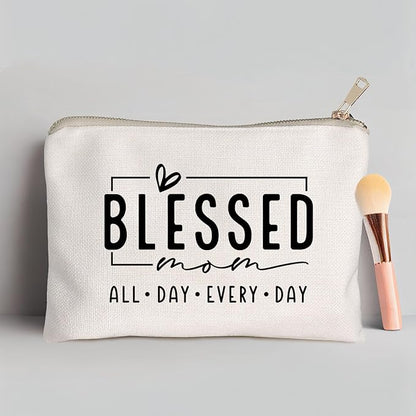 Blessed Mom Makeup Bag Mom Vibes Pouch Mom Life Cosmetic Bag Mom Mode Mother's Day Gift Girl Mama Birthday Gift Boy Mama Travel Bag Bible Verse Toiletry Bag
