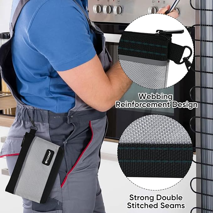 TICONN Tool Pouches with Zipper, 1680D Oxford Small Tool Bags, Waterproof Utility Bag Zipper Pouch for Tool Organizers and Storage (6 Pack Large)