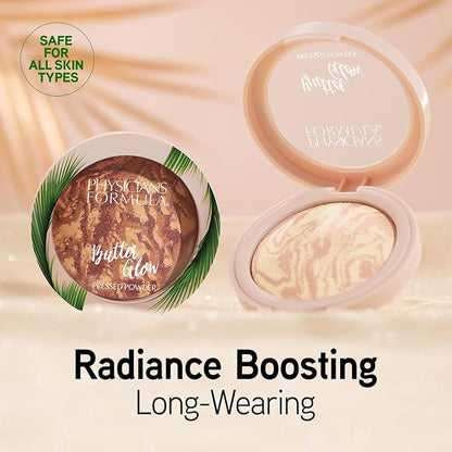 Physicians Formula Butter Glow Pressed Powder, Radiance-Boosting Face Powder with Murumuru Butter for Soft-Focus Finish – Translucent Glow