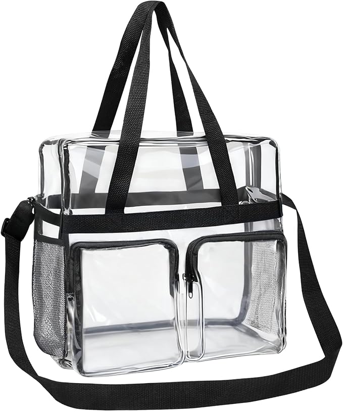 Inmorven Travel Toiletry Bag with Jewelry Organizer, Cosmetic Case, Bathroom Travel Kit with Jewelry Storage (Clear Black 03)