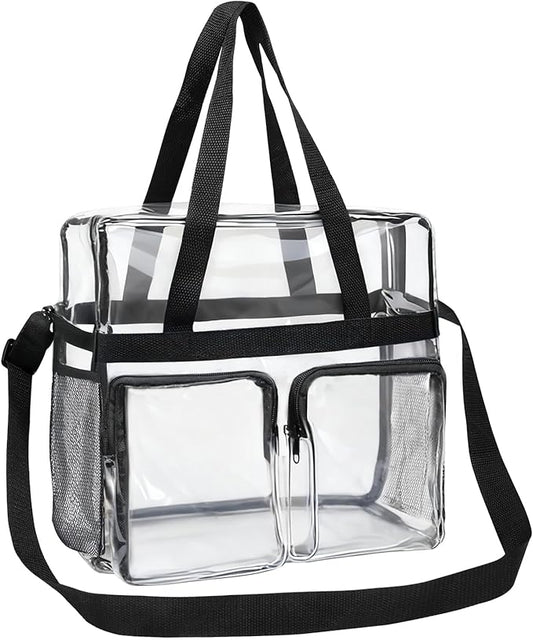 Inmorven Travel Toiletry Bag with Jewelry Organizer, Cosmetic Case, Bathroom Travel Kit with Jewelry Storage (Clear Black 03)
