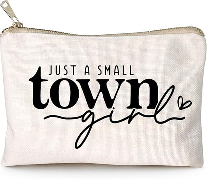 Just a Small Town Girl Makeup Bag Country Girl Gift, Southern Girl Small Town Girl Cosmetic Bag Positive Gift Journey Pouch to Her Teen Girl’s Birthday Gift Travel Bag