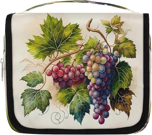 Travel Toiletry Bag for Women & Men Colorful Fruit Grapes Hanging Cosmetic Organizer Portable Waterproof Makeup Case Make Up Bag with Compartments Travel Essentials for Bathroom Shower