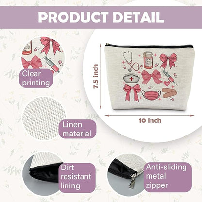 Nursing Student Gifts, Pink Nursing Accessories Makeup Bag, School Nurse Gifts, Nurse Graduation Gift, Future Nurse Gifts, Medical Student Gifts, Cute Gifts for Nursing Students Cosmetic Bags