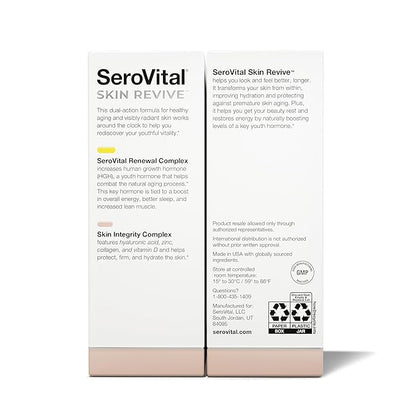 SeroVital Skin Revive Anti Aging Supplement – Dual Action Day/Night Formula with Skin Integrity & Renewal Complex for Collagen Support, Skin Hydration, Fine Line Reduction – 30-Day Supply