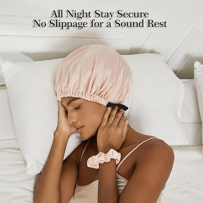 Satin Bonnet Silk Bonnet for Sleeping Women Double Layer Hair Bonnet Wrap Sleep Cap Gifts for Women Curly Hair