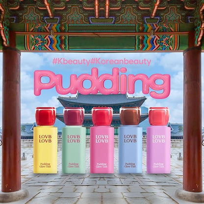 Pudding Glow Korean Lip Tint | Natural Lip Stain | Gloss to Stain | Long-Lasting & Non-Sticky | Lightweight Lip Tint 0.14 oz. (01 RED BERRY)