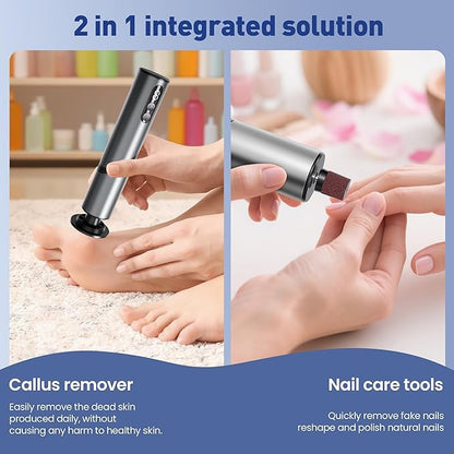Electric Foot Callus Remover,2 in1 Rechargeable Callus Remover for Feet,9-Speed Cordless Electric Foot File Nail Grinder,Foot Scrubber Pedicure Tools for Dead Skin Dry Cracked Feet (Black Fold)