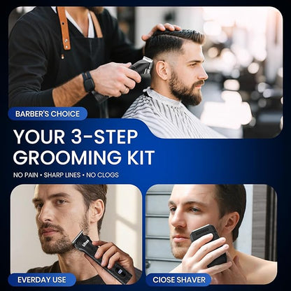 Ufree Beard Trimmer, Hair Clippers Mens Shaver Electric Razor, Hair Trimmer for Men Cordless Barber Clippers and Trimmers Set, Hair Cutting Kit for Men Grooming Gifts, Black