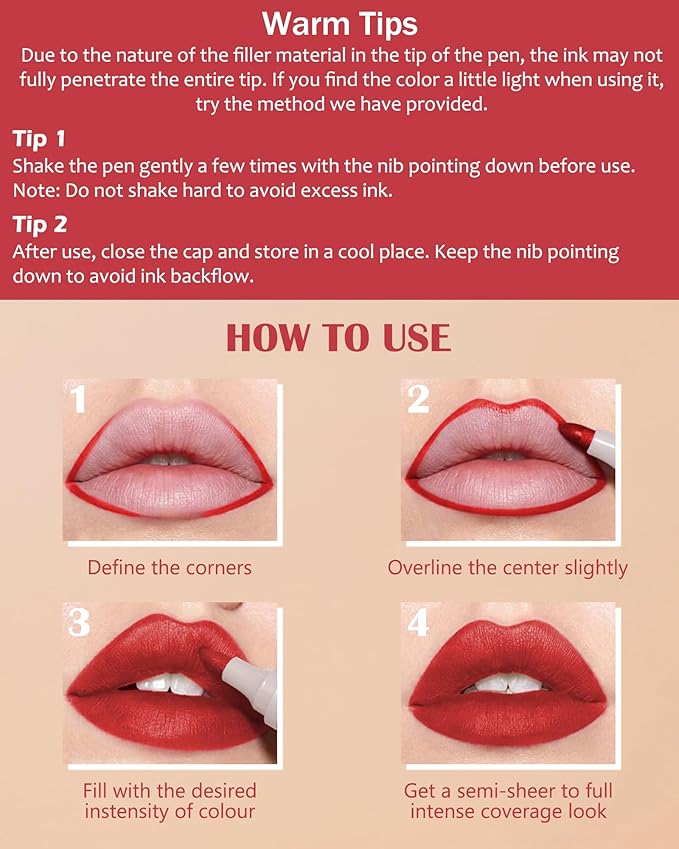 Lip Stain Makeup Pen-1Pcs Rose Pink Hydrating Lip Stain Lip Liner Pencil, Matte Color Look, Longlasting Waterproof Smudgeproof Finish,Precise Chisel Tip Smooth,Christmas Makeup Gift for Women-03