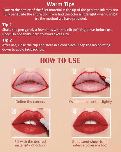 Lip Stain Makeup Pen-1Pcs Rose Pink Hydrating Lip Stain Lip Liner Pencil, Matte Color Look, Longlasting Waterproof Smudgeproof Finish,Precise Chisel Tip Smooth,Christmas Makeup Gift for Women-03