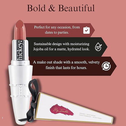 Hickey Lipstick Make Out Mauve Shades Refillable - Long Lasting Lipstick for Women, Hydrating & Moisturizing Shade, Lip Color for Women, Gluten-Free & Vegan with Highly Pigmented – 1.6 Ounces