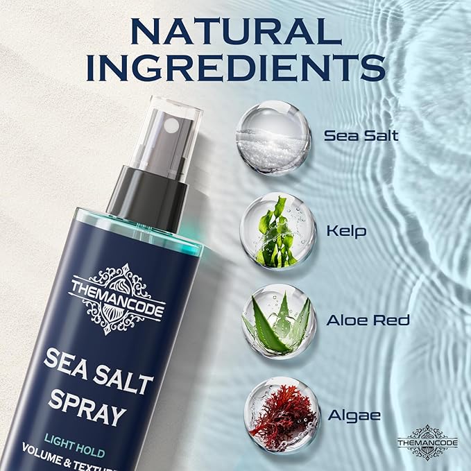 Sea Salt Spray for Men, Light Hold Thickness, Texturizing Hairspray, Stocking Stuffers for Man, Surf Spray Adds Instant Volume, Travel Essentials, Christmas Gift for Men, 8.8 Oz