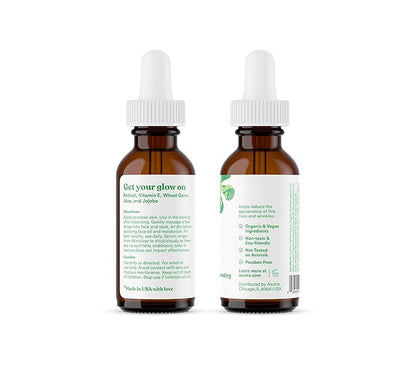 ASUTRA 2.5% Retinol Serum, 1 fl oz (Pack of 2) - Hyaluronic Acid, Vitamin E, Wheat Germ, Aloe, & Jojoba Oil, Plumping Face Serum