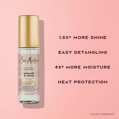 Shea Moisture Coconut & Hibiscus Smooth & Shine Oil Coconut & Hibiscus Softens And Hydrates Hair With Manketti And Coconut Oil For A Lightweight Texture 3.3 Fl Oz