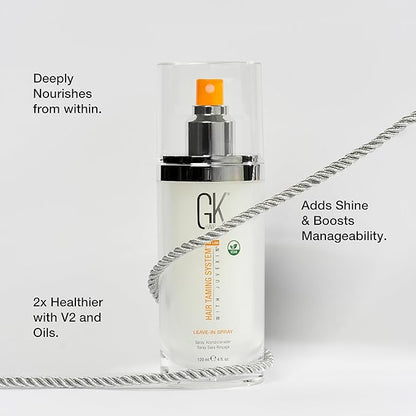 GK HAIR Vegan Leave In Conditioner Spray – Lightweight Detangler Spray For Frizz Control & Heat Protectant for All Hair Types, 120ml