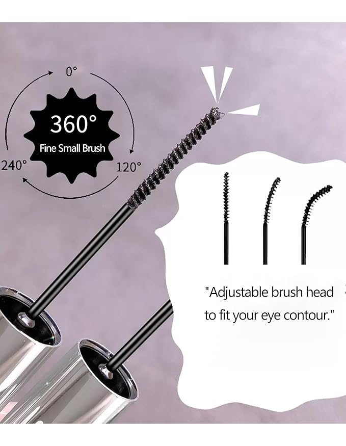 Black Mascara for Fine Short Lash & Older Women & Mulit-layered Lashes, Ultimate Length Volumizing Lower Bottom Lashes Mascara, Ultra-Precise Slim Adjustable Brush to Any Angle, Smudge-proof