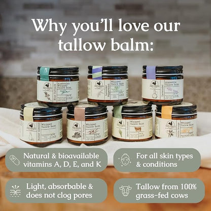 Hearth and Homestead: Handmade Whipped Tallow Balm (Lavender Peppermint): Organic Body Butter with Infused Olive Oil- 1.3 oz