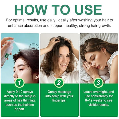 Hair Growth Spray, 2 Pack Natural Hair Growth Oil Spray With Biotin, Batana, Rosemary, and Castor Oil, Caffeine Ginseng Support Scalp Care Treatment, Thinning Hair Regrowth Thickening, Reduce damage