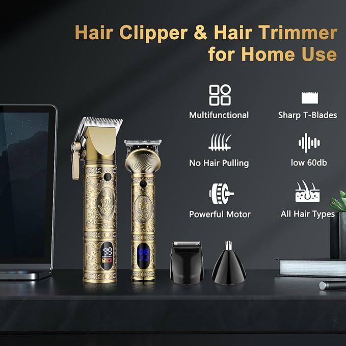 GSKY Hair Clippers for Men Professional, Cordless Clippers for Hair Cutting, Mens Hair Clippers and Trimmer Kit for Barber with LED Display