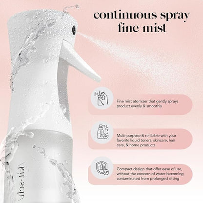 Kitsch Continuous Spray Bottle for Hair – Fine Mist Water Mister & Water Spray Bottle – Recycled Hair Spray Bottle – Spray Bottles for Cleaning, Styling, Plants & More – White, 150ml