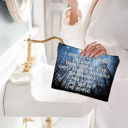 Cute Makeup Bag for Purse Canvas Waterproof Funny Cosmetic Bags for Women Zipper Travel Toiletry Pouch-Friend Gifts Makeup Bags