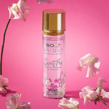 So...? Unique Body Mist - Sweet Pea for Women - 5.1 oz Body Mist - Pack of 3