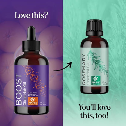 Volumizing Rosemary Hair Oil Serum - Moisturizing Scalp and Hair Oil for Men & Women Infused with Amla Black Castor Pumpkin Argan & Jojoba - Lightweight Hydrating Vegan & Color Safe (Citrus Scent)