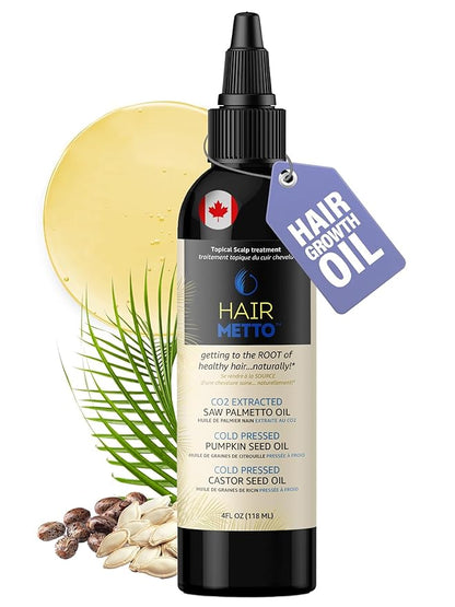 Saw Palmetto Extract Pumpkin Seed Oil for Hair Growth - 10X Potency Targeted Scalp Treatment with Castor, Lavender Scent, Rosemary Oil for Hair 4oz (118ml)