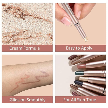 Eyeshadow Stick Makeup, Waterproof Hypoallergenic Long Lasting Cream Eye Shadow Pencil, Highlighter Matte Crayon eyes liner, Glitter Primer Palette Shimmer Eyeliner Pen, Rose Red