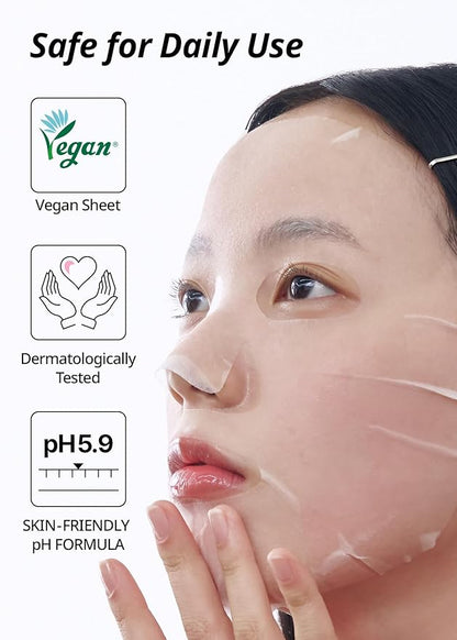 SNP Skin Return Hydrating Essence Sheet Mask | Moisturizing and Protecting for All Skin Types | Vegan Sheet Masks with Ceramide NP | Korean Face Masks Skincare | Facial Mask | 10 Sheets