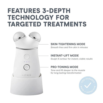 NuFACE Trinity+ Microcurrent Facial Device Kit - Limited Edition FDA Cleared Face Massager Device + Microcurrent Gel Activator, Cleansing Wipes & Brush - Velvet Rose