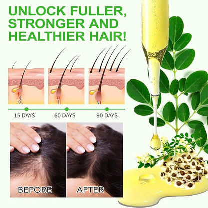 2Pack Moringa Oil 2.02 fl.oz, Pure Natural Organic Cold-Pressed Glass Bottle Moringa Oil for Hair Growth, Moringa Seed Oil for Face, Skin & Body Care, Anti-Aging, Nourish Hair, Scalp & Body Massage