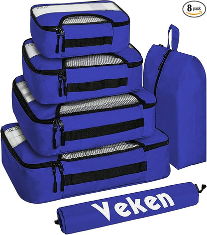 Veken 6 Set Compression Packing Cubes for Travel Essentials Luggage Accessories