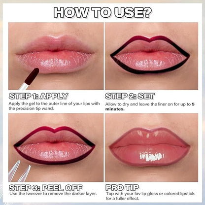 3Pcs Peel Off Lip Liner Lipstick Makeup, Chestnut Nude Brown Peel Off Lipgloss for Women Magic Lipstick 24 Hours Original Lip Liner Makeup Stain (#C, 1 Count (Pack of 3))