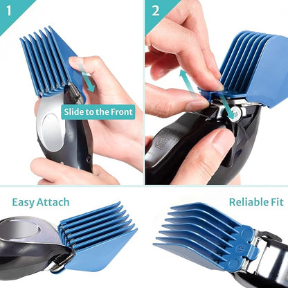 Clipper Guards Set 10 12 Compatible with Most Wahl Clippers, Extra Long Color Coded Clipper Combs Replacement - 1.25", 1.5"