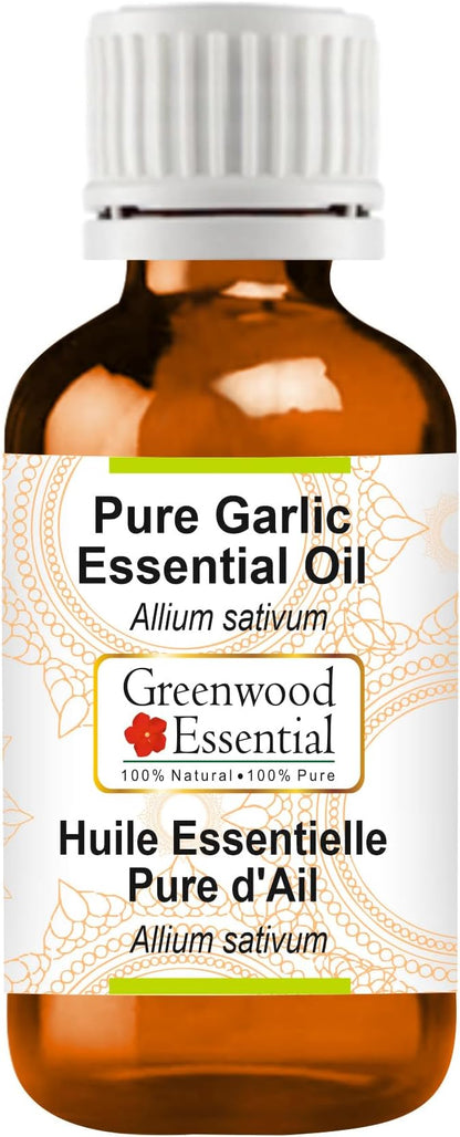 Greenwood Essential Pure Garlic Essential Oil (Allium sativum Steam Distilled 50ml (1.69 oz)