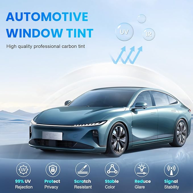 Car Window Tint 5% VLT - 20" in x 20' Ft Nano Carbon Window Tint Privacy Film for Car, Heat & UV Blocking, Glare Reduction and Scratch Resistant Automotive Tinting Roll