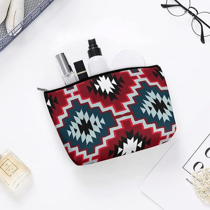 Women Native Southwest American Indian Aztec Navajo Art Make Up Bag Holder Multifunction Cosmetic Train Case Casual Zipper Tote Bag Large Capacity for Cosmetics Digital Accessories Travel
