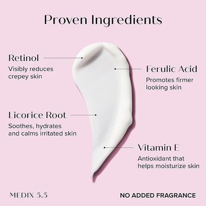 MEDIX Fragrance Free Retinol Face Moisturizer & Body Lotion Crepey Skin Care Treatment | Anti Aging Firming Retinol Cream For Face Targets Loose Crepe Skin, Wrinkles, & Fine Lines, 15 Fl Oz, 2-Pack