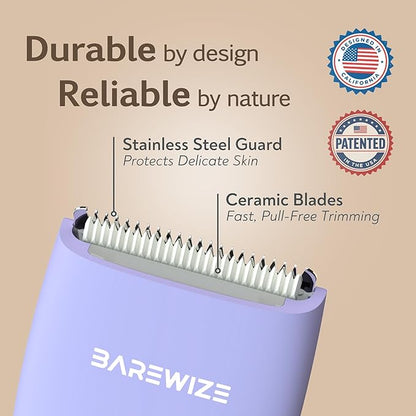 Bikini Trimmer for Women, Pubic Hair Trimmer, Waterproof, USB-C Rechargeable, LED Light, Replaceable Blade, Electric Razors for Women, Electric Lady Shaver (Amethyst Purple)