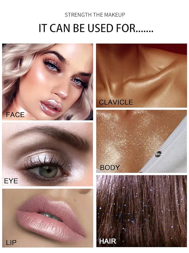 Glitter Powder Highlighter Makeup, Body Brightens the Natural Three-dimensional Face Blusher Patting Powder Highlighter. (01# White moonbeam)