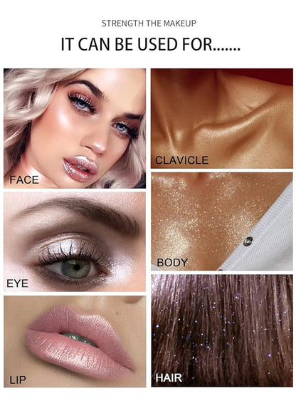 Glitter Powder Highlighter Makeup,Body Brightens the Natural and Face Blusher Patting Powder Highlighter Makeup Beauty Glitter.(02# Fairy pink)