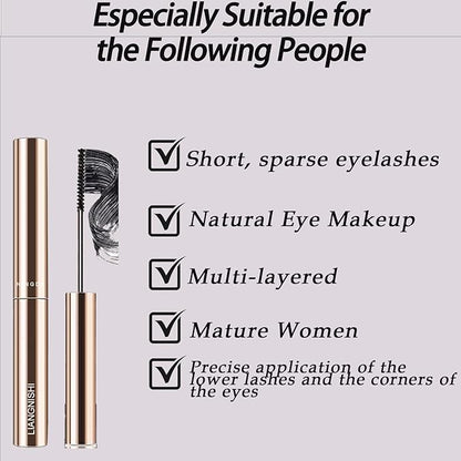 Black Mascara for Fine Short Lash & Older Women & Mulit-layered Lashes, Ultimate Length Volumizing Lower Bottom Lashes Mascara, Ultra-Precise Slim Adjustable Brush to Any Angle, Smudge-proof