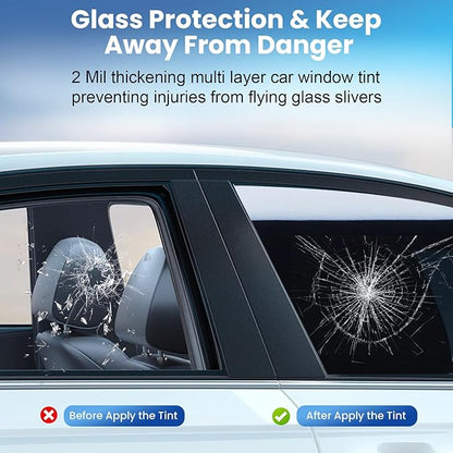 Car Window Tint 5% VLT 36" in x 100'Ft Nano Ceramic Window Tint Roll, 2 Ply Automotive Window Tint Privacy Film for Car Sun Protection, UV & Heat Blocking and Scratch Resistant