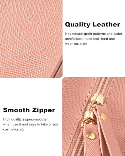 LETGO Clear Makeup Bag Set for Women Portable Clear Makeup Bag Cute Waterproof Travel Cosmetic Bag for Pink Car Accessories for Girls (Pink, Standard + Mini)