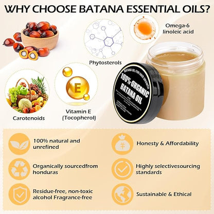 Raw Batana Oil Hair Treatment - Nourish and Revitalize for Smooth, Tangle-Free Hair - Easy Application for Intensive Hydration and Growth