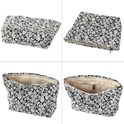 Floral Jacquard Makeup Bag - Large Capacity Cosmetic Pouch for Travel, Toiletry Organizer with Zipper, Perfect for Daily Use & Gifts, Stylish Make Up Organizer, Purses for Women Clearance