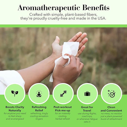 Herban Essentials - Peppermint Wipes & Towelettes - Essential Oil Wipes for Hands & Body - Travel Size Essentials and Toiletries - Natural, Individually Wrapped, Disposable & Moist Refresh (7 count)